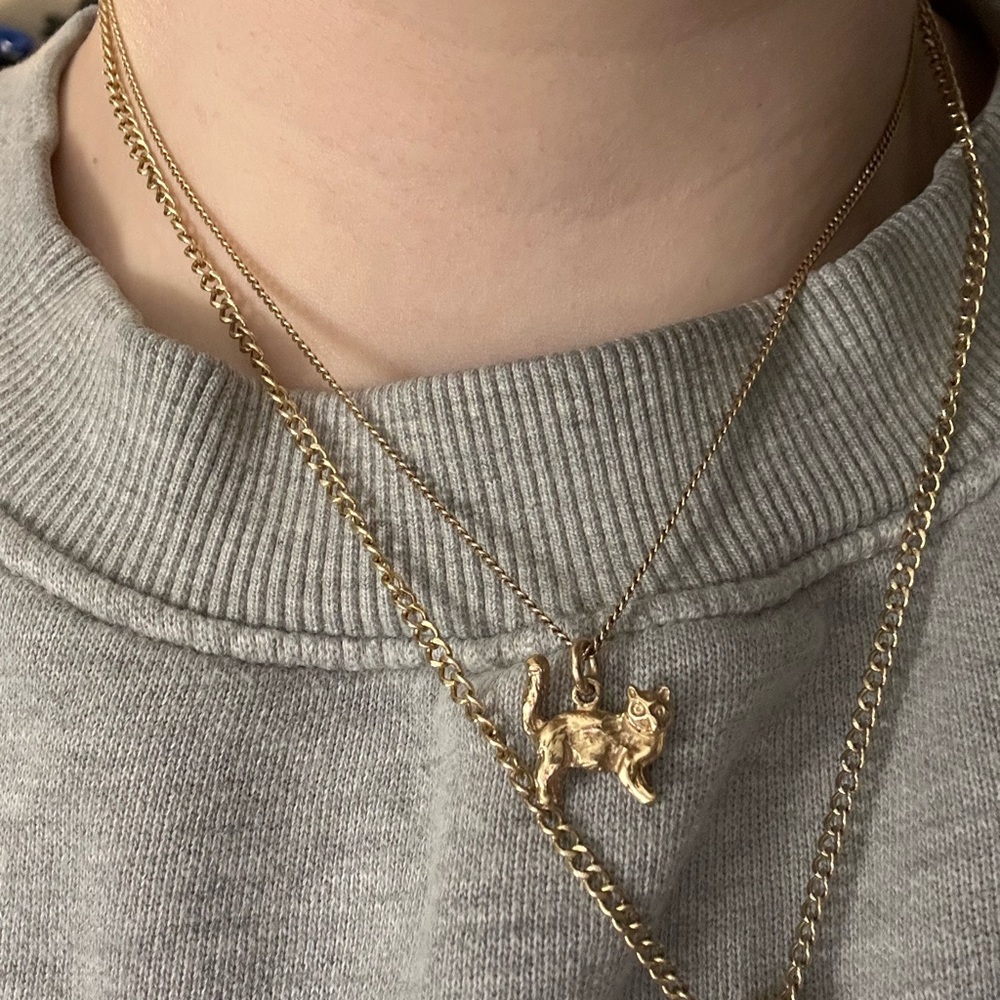 Solid Gold Cat Pendant